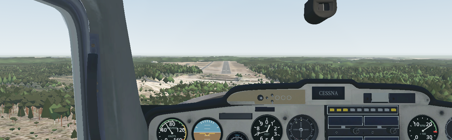 MR Flight cockpit view on approach to the runway at Vesivehmaa